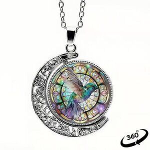 Silver Rotating HUMMINGBIRD Pendant Necklace
